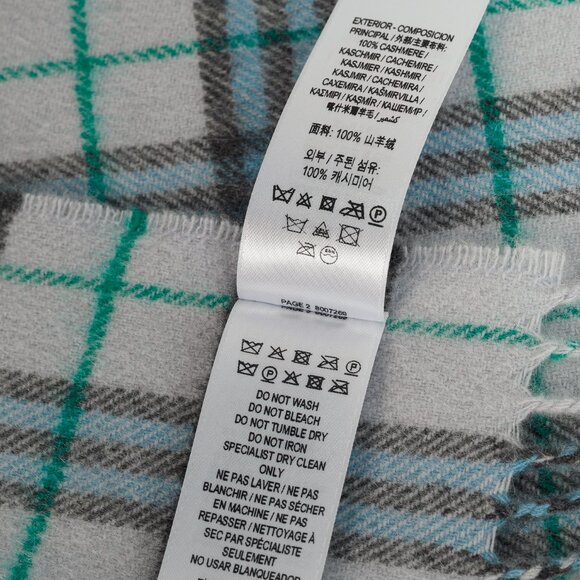 Burberry Light Blue Plaid Cashmere Scarf - Picture 6 of 7